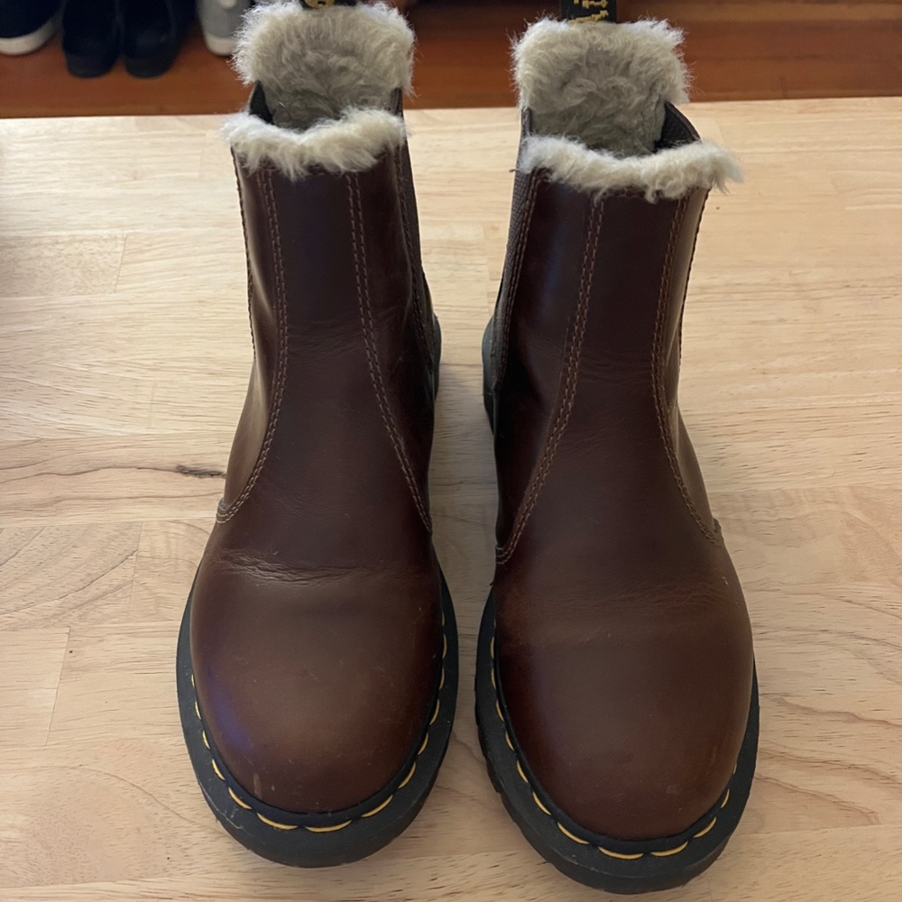Dr. Martens Leonore Faux Fur Lined Chelsea Boots | Size 37 | Dark Brown